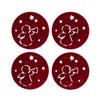 Oblique Unique Felt Coasters, 4-Pack, 10 cm, Angel or Fir Tree, Wine Red, Round view 1