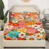 Groovy Flower Boho Bedding Set for Kids, Retro Floral Microfiber view 3