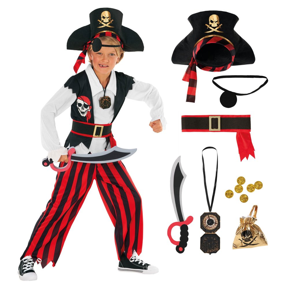Morph Pirate Costume for Kids, Halloween Costume for Boys, 7–9 Years