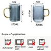 Clear Lead-Free Glass Coffee Cups, 2-Piece Set, Smoke Gray, with Handles, 300 ml view 2