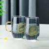 Clear Lead-Free Glass Coffee Cups, 2-Piece Set, Smoke Gray, with Handles, 300 ml view 3