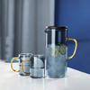Clear Lead-Free Glass Coffee Cups, 2-Piece Set, Smoke Gray, with Handles, 300 ml view 4