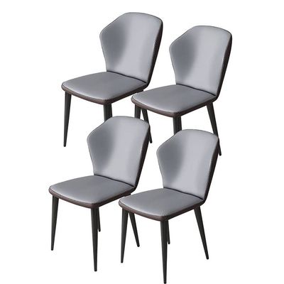 XADITON Set of 4 Faux Leather Dining Chairs with Metal Legs, Gray