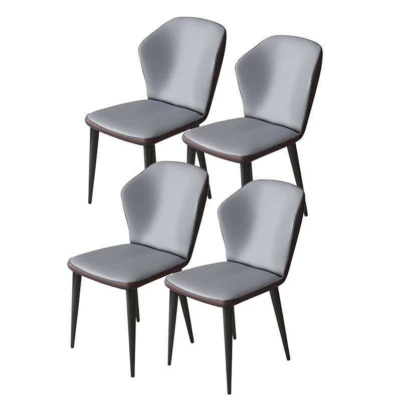 XADITON Set of 4 Faux Leather Dining Chairs with Metal Legs, Gray