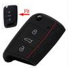 CSHU Silicone Keychain Car Key Case with Key Ring, Green, for VW Polo, Golf 7 MK7, Skoda Octavia Combi A7, Seat Leon, Ibiza and Cuptra view 2