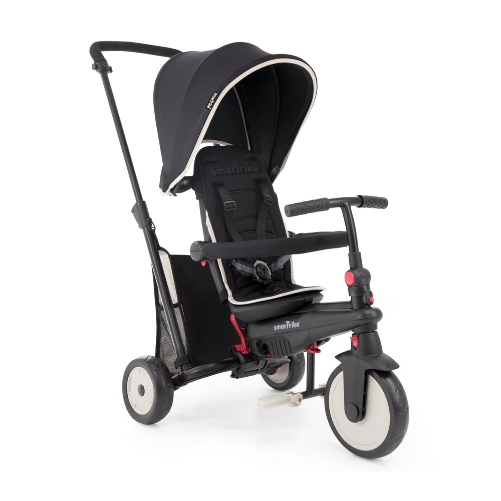 smarTrike STR3 Foldable Toddler Tricycle with Stroller Certification, 6-in-1, Ages 1–3, Black