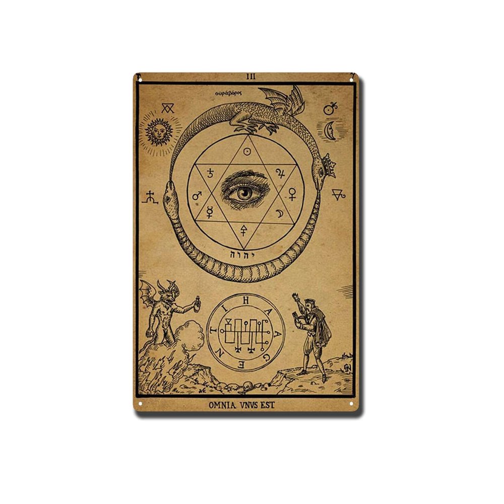 TSEZLOJH Tin Art Alchemy Ouroboros Vintage Retro Feminism Poster, 20.3 x 30.5 cm