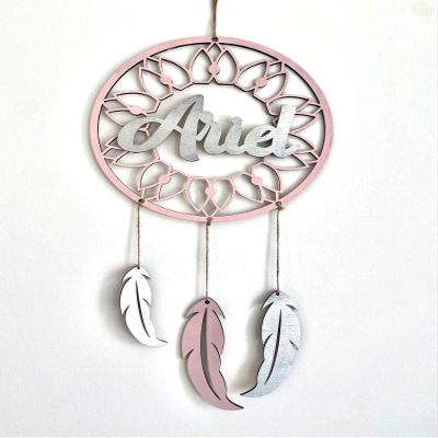 Personalized Wooden Dream Catcher with Name, Handmade Bedroom and Nursery Decor