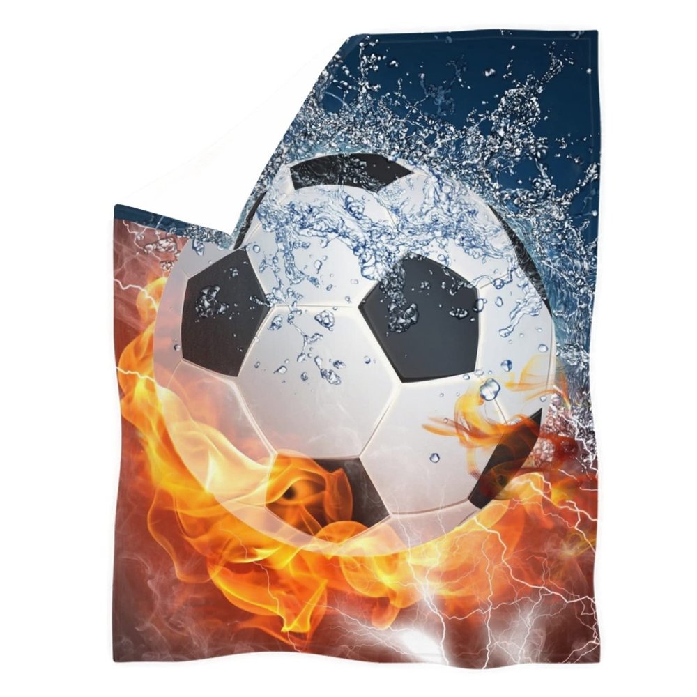 Kuiaobaty 3D Soccer Pattern Soft Fleece Throw Blanket for Sofa
