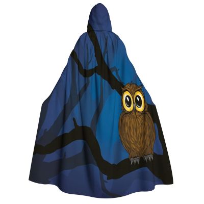 Hooded Halloween Cape for Adults, Unisex Owl Witch Costume