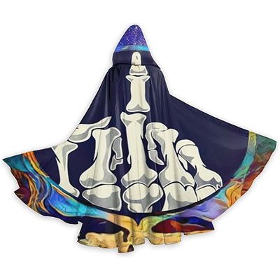 Hooded Cape with Skull in Blue Galaxy Starry Sky Design for Adults