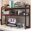 GUODDM Wooden Desk Organizer, Adjustable 2-Tier Desktop Bookshelf and Printer Stand view 1