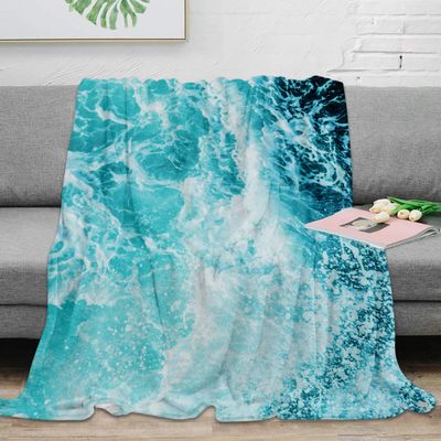 Boceoey Soft Flannel Fleece Blanket, 150 x 200 cm, Sea Blue