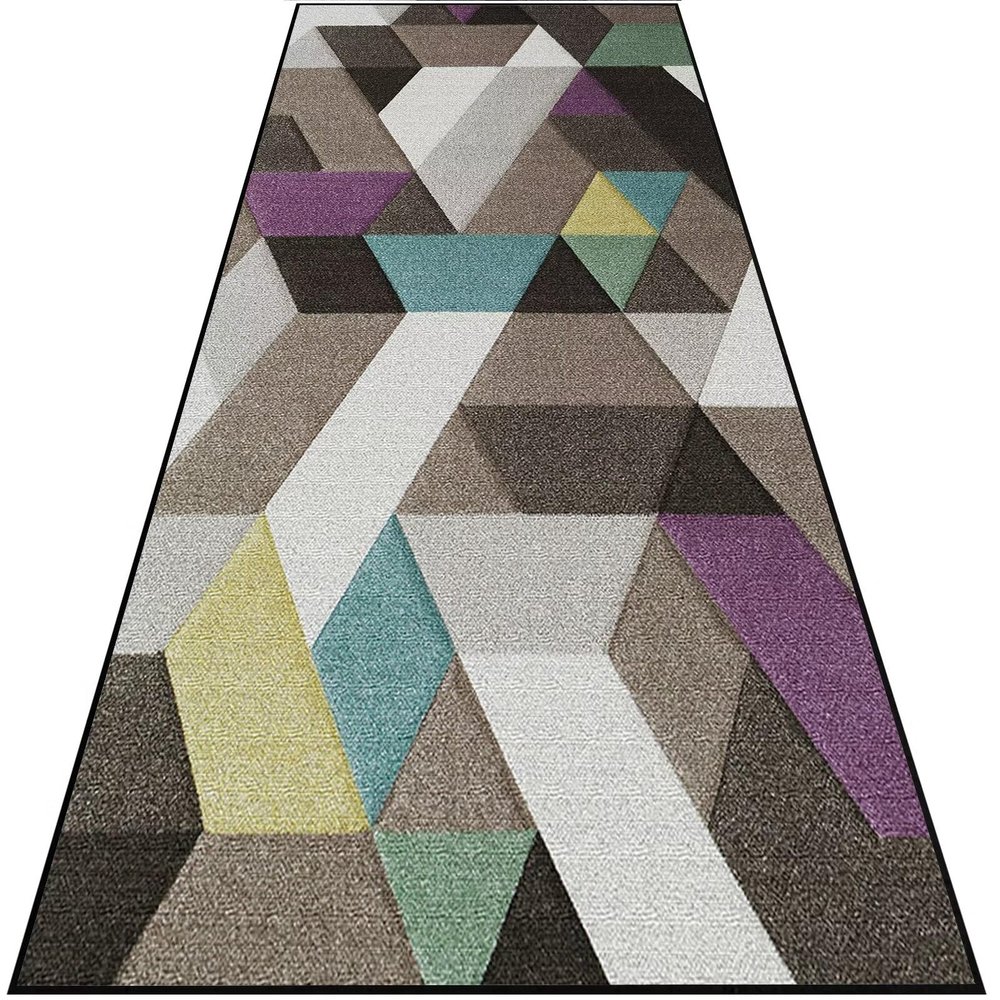 HUAXIQUE Purple Geometric Washable Runner Rug, 90 x 260 cm