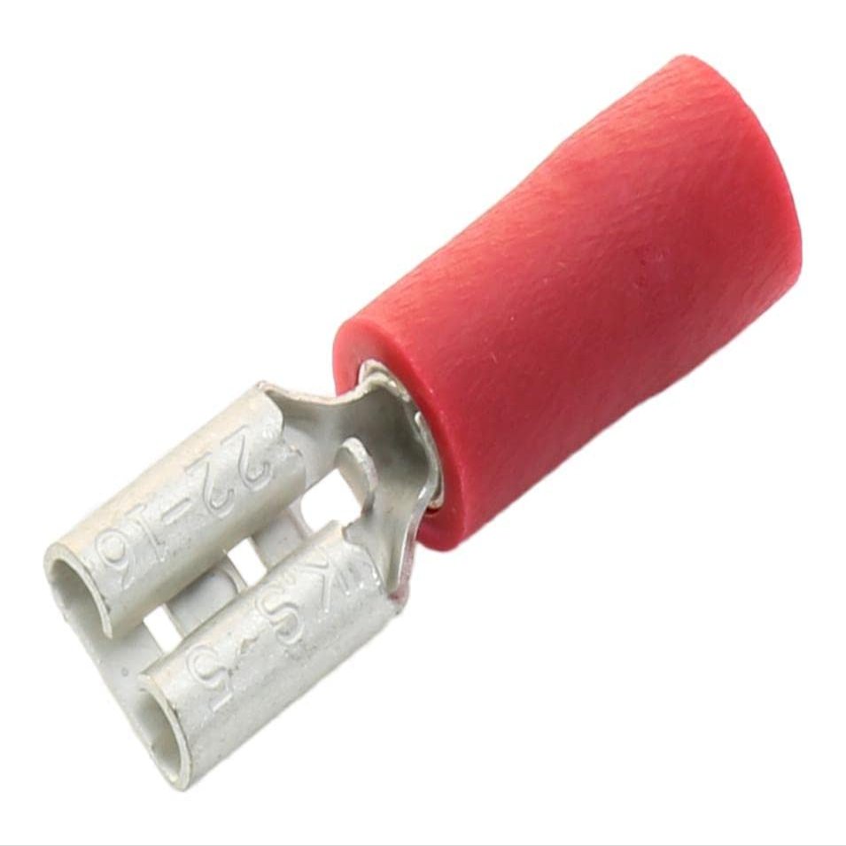 Female Crimp Terminals, Red, Pack of 100, FDD1-187(5)