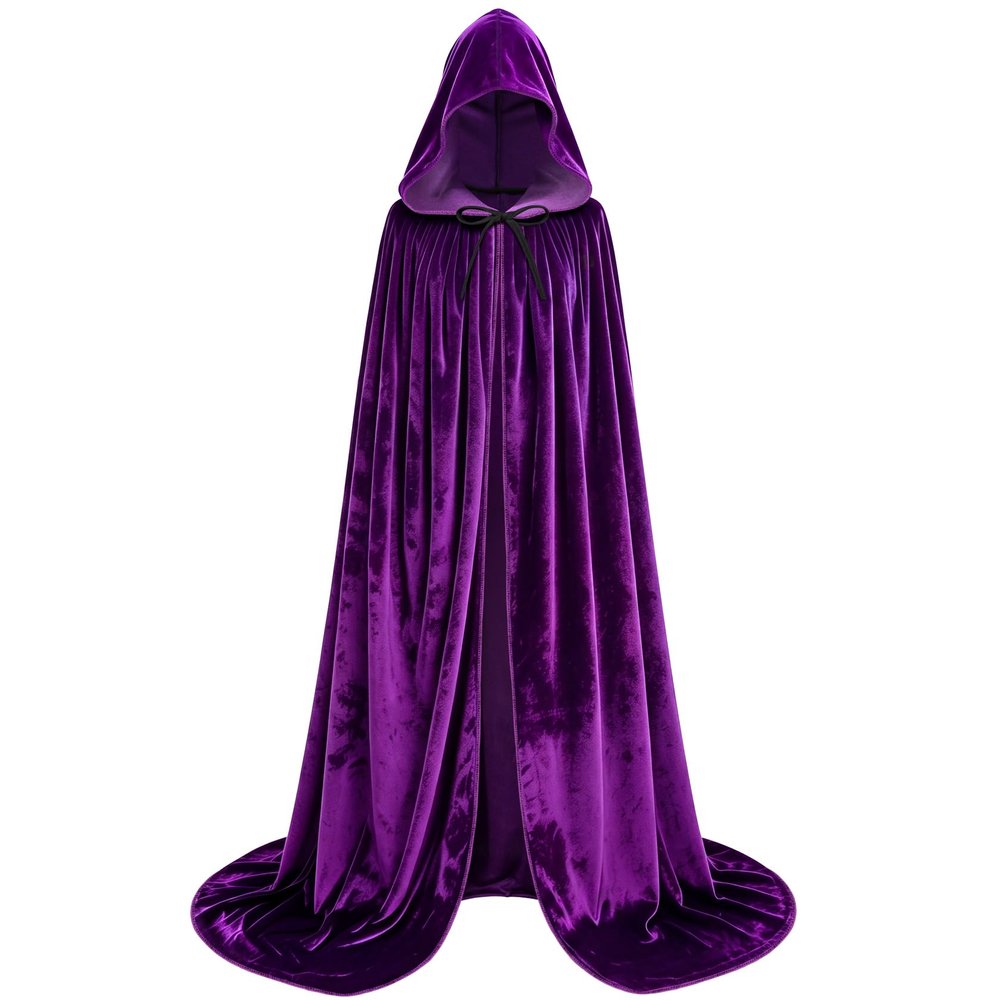 qikqik Hooded Velvet Cloak, Purple, XL