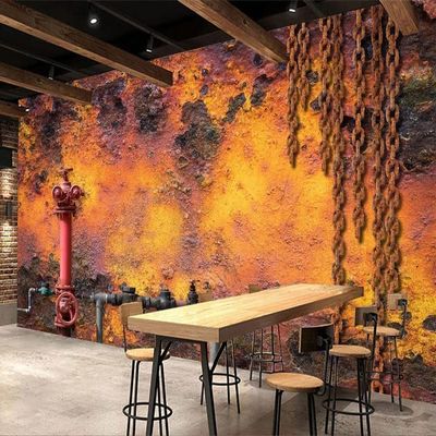 BOEERLCNL 3D Wallpaper, Fire-Colored Rust Nostalgia Wall Mural