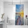 BYJING Art Natural Seascape Sunset Birds Shower Curtain Set with Hooks, Blue Sky Bridge, Opaque Weighted Hem, 120 x 180 cm view 2