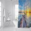 BYJING Art Natural Seascape Sunset Birds Shower Curtain Set with Hooks, Blue Sky Bridge, Opaque Weighted Hem, 120 x 180 cm view 3