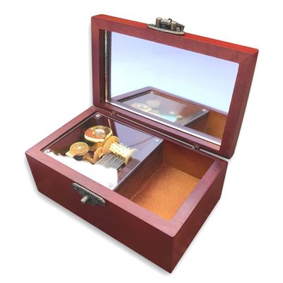 BinkeGG Play (Puppy Love) Brown Wooden Music Box Jewelry Box with Antique Lock and Sankyo Mechanism, Option: 65 Melodies