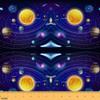 Galaxy Fabric by the Yard, Solar System Planet and Star Upholstery Fabric, Light Brown, 276 x 150 cm view 1