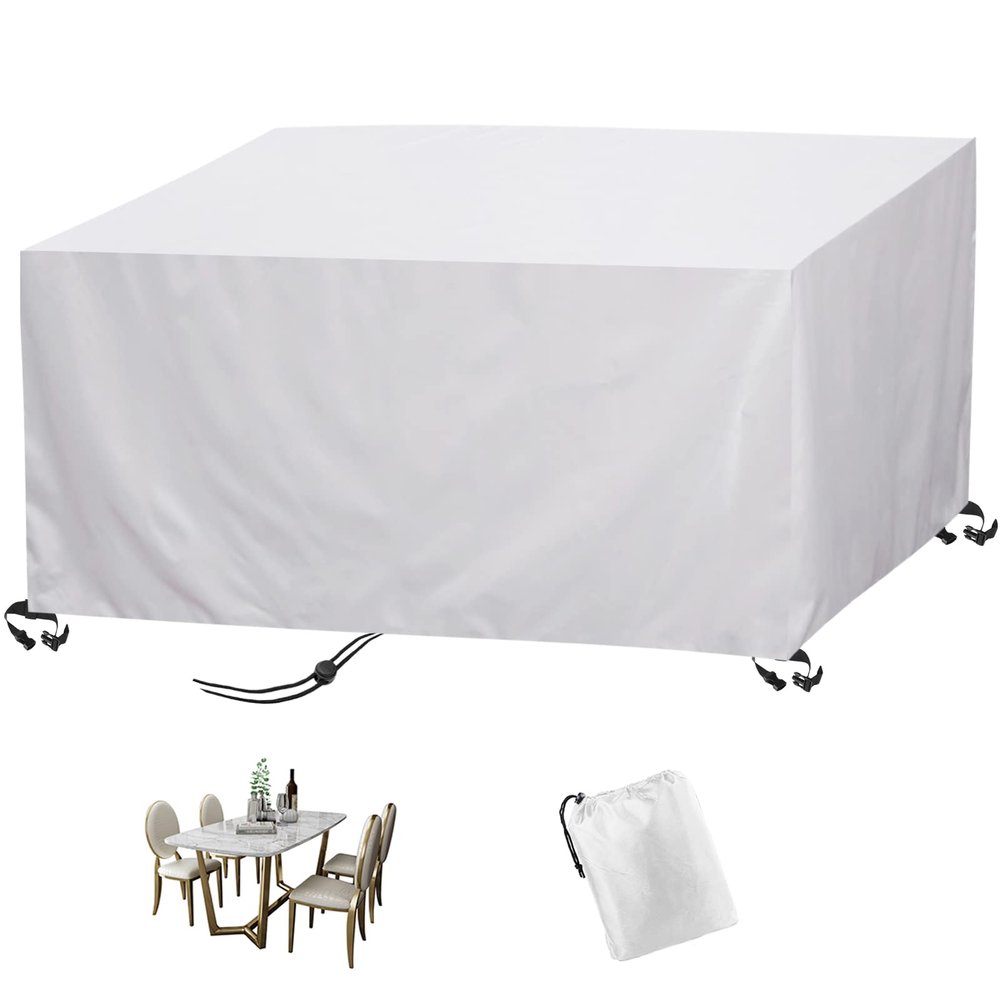 Garden Furniture Cover, Waterproof 420D Oxford Fabric, Windproof, UV-Resistant, Silver, 230 x 220 x 150 cm