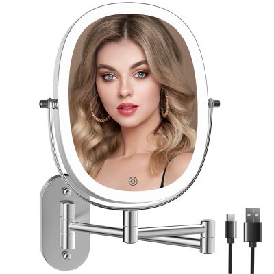 FUNTOUCH Rechargeable Lighted Makeup Mirror, 1X/7X Magnification