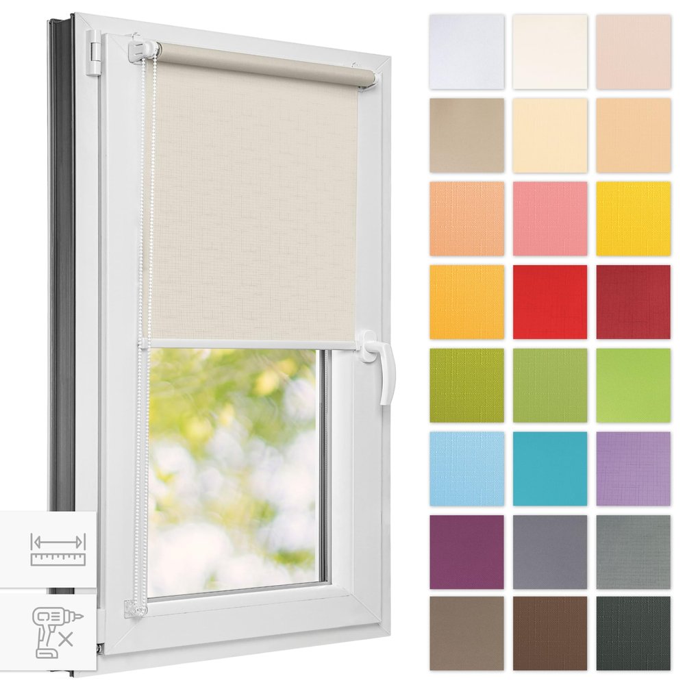 Estika No-Drill Roller Blind 105 x 220 cm Pearl, Semi-Transparent