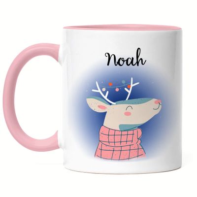 Kiddle-Design Pink Christmas Mug for Kids, Personalized with Name