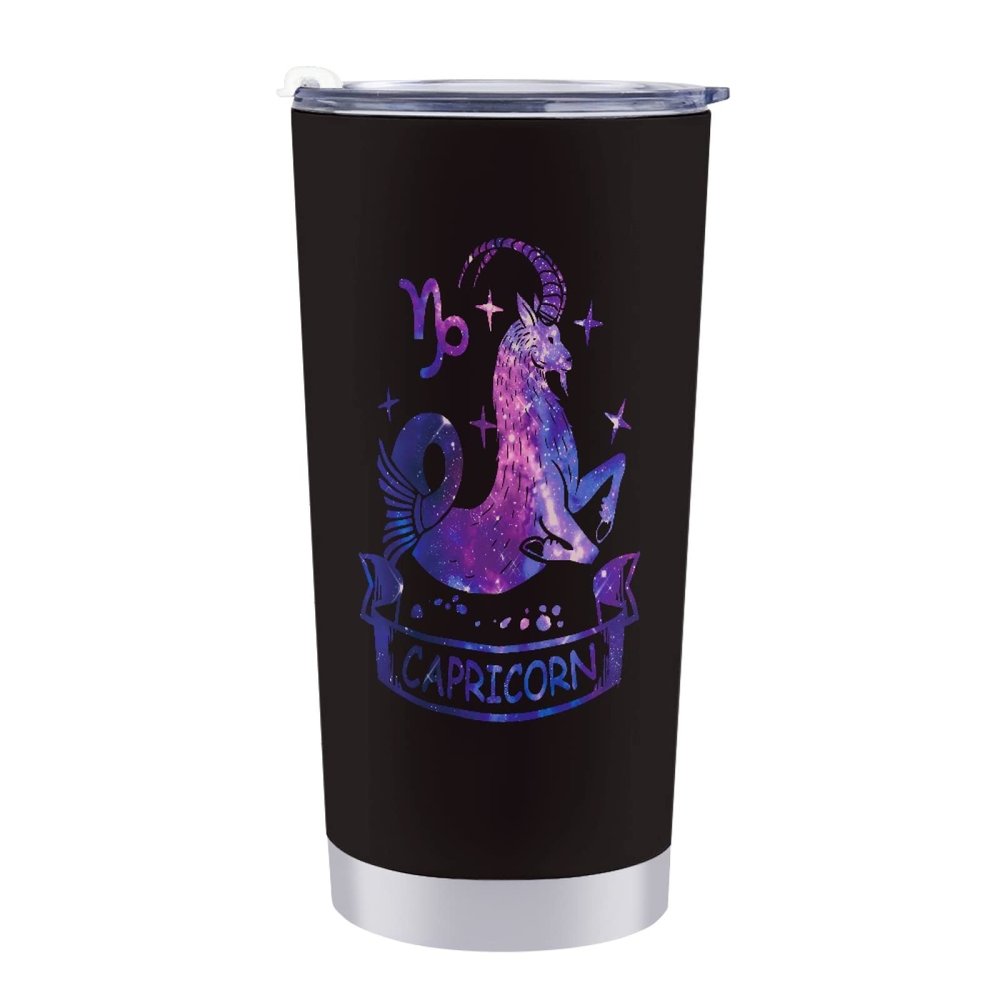 Dajingkj Capricorn Tumbler with Lid and Straw, Double-Wall Insulated Stainless Steel Travel Mug for Car