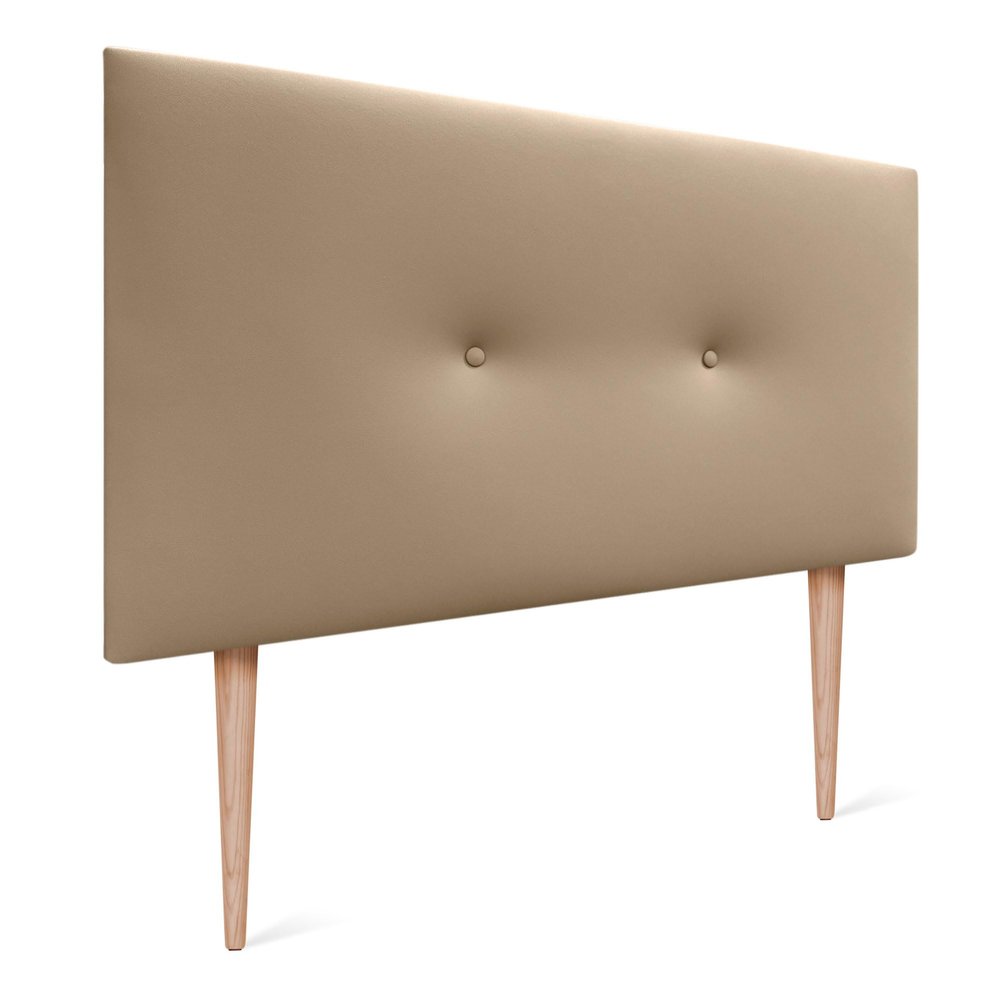 DHOME Button-Tufted Headboard, Upholstered Faux Leather or Acualine Fabric, Light Brown, 110 x 105 cm