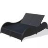 Yumeng 2-Person Outdoor Sun Lounger with Cushion, Black Poly Rattan view 3