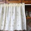 MANQILE Beige Cotton Half Curtain, 59 x 24 in, Floral Embroidered Café Curtain view 3