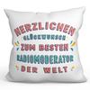 Mugffins Pillow with Insert and Saying for Radio Hosts, “Congratulations, You’re the Best,” 40 x 40 cm view 1
