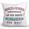 Mugffins Filled Cushion for a Female Sculptor – “Congratulations, You’re the Best” – 40 x 40 cm view 1