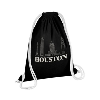 Fabulous Drawstring Gym Bag Black Houston Minimalist United States Travel America 12 L