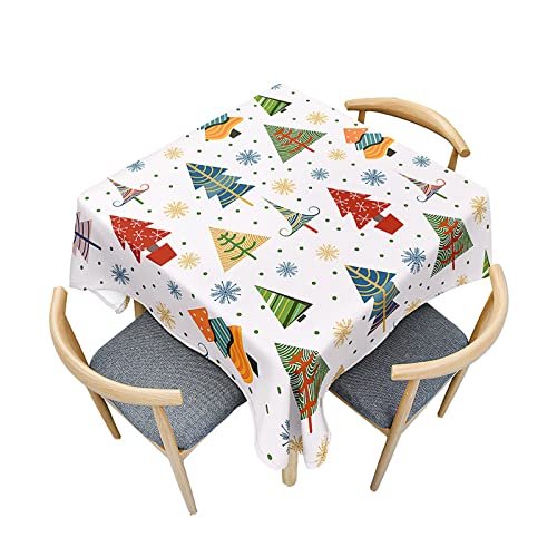Morbuy Washable Square Tablecloth, Waterproof 3D Christmas Tree Pattern, 59 x 59 in, Pine Tree