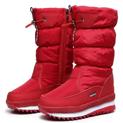 Women's Zipper Snow Boots, Waterproof Fur-Lined Non-Slip, Size 40