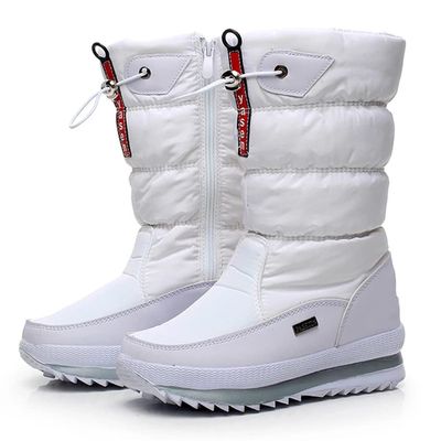 Women's Waterproof Fur-Lined Snow Boots with Zipper, Slip-Resistant, Size 37