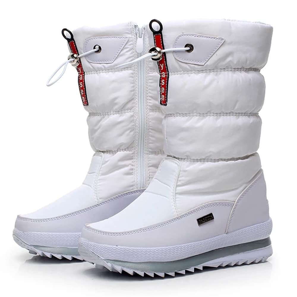 Women's Waterproof Fur-Lined Snow Boots with Zipper, Slip-Resistant, Size 37
