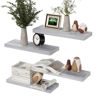 Boswillon Set of 4 Modern Floating Wall Shelves, Gray