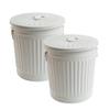Jinfa Set of 2 Retro-Design Trash Cans with Lids, Cream White, 42 cm, 47.5 cm H, 62 L view 1