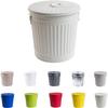 Jinfa Set of 2 Retro-Design Trash Cans with Lids, Cream White, 42 cm, 47.5 cm H, 62 L view 2