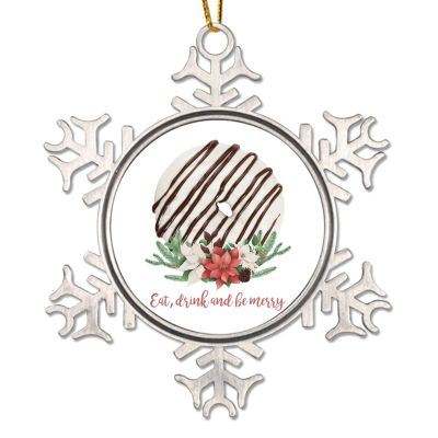 Baking Dessert Food Christmas Ornament for Kids, Chocolate-Frosted Donut Christmas Stocking Filler Gift, Eat Drink And Be Merry Christmas Tree Decoration