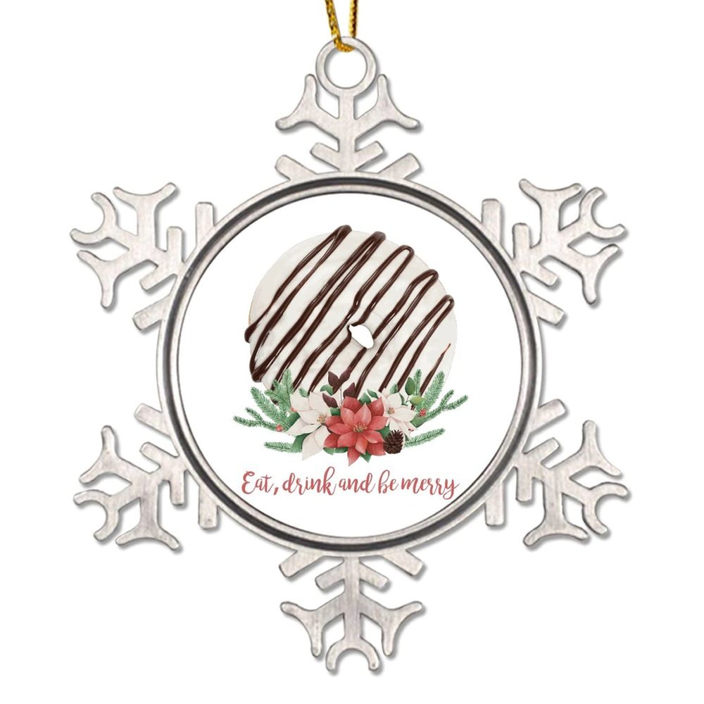 Baking Dessert Food Christmas Ornament for Kids, Chocolate-Frosted Donut Christmas Stocking Filler Gift, Eat Drink And Be Merry Christmas Tree Decoration