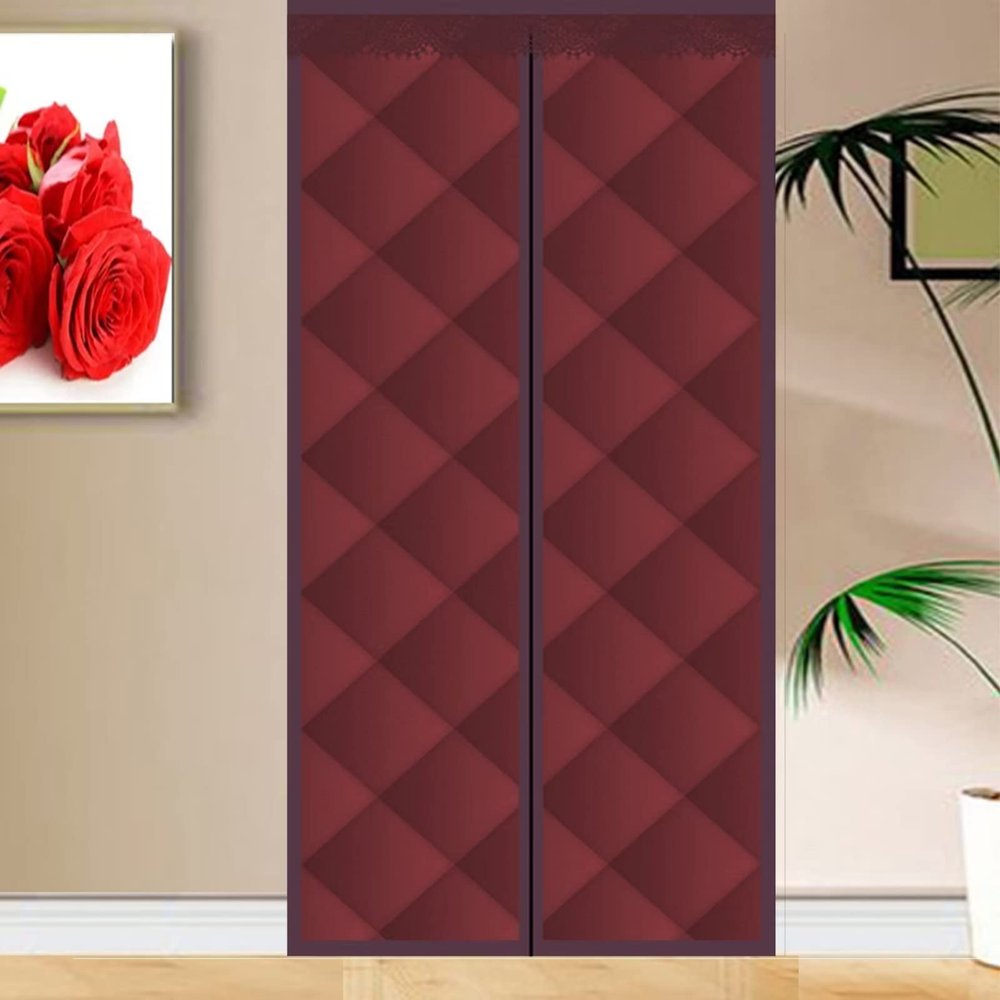 Magnetic Thermal Door Curtain, Cold and Heat Protection, Waterproof, Red, 190 x 250 cm
