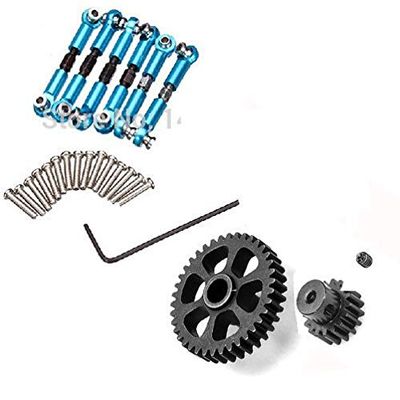 KBREE Metal Tie Rod Upgrade Set for Wltoys A959/A969/A979/K929 1/18 RC Cars, A959-03 + Reduction Gearbox + Motor Gear, Blue