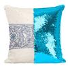 Fabulous Turquoise Sequin Pillow Cover, Flower Wrap Medieval Baroque Ornament view 1
