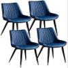 FIXARE Vintage Kitchen Dining Chairs, Set of 4, Blue, PU Leather, Thick Seat and Backrest, Metal Legs view 1