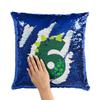 Fabulous Blue Sequin Cushion Cover – This Dinosaur Is 6 Birthday Party Theme view 2